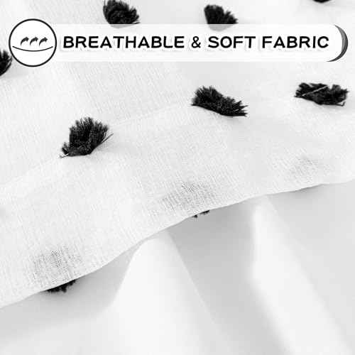 100% Blackout Curtains for Bedroom Total Light Blocking Curtains 95 Inch Extra Long Room Darkening 2 Panels Grommet Sliding Door Privacy Window Drapes with Black Pom Pom Sheer 50" x 95" (2 Count)