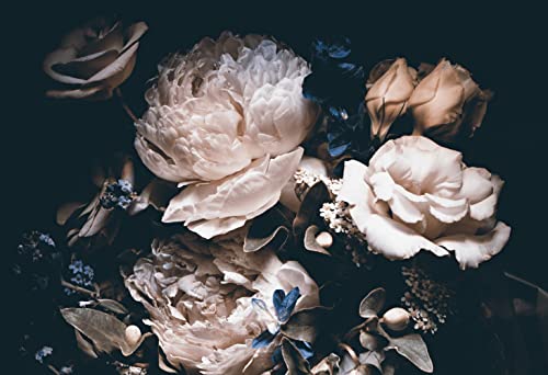 Dark Floral Wallpaper Peony Wall Mural Room Wall Decor (94 Sq Ft)