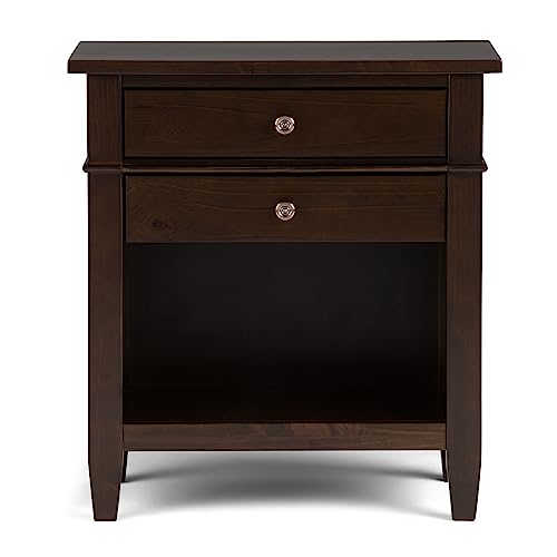Carlton 24" Wide Solid Wood Bedside Table in Brunette Brown
