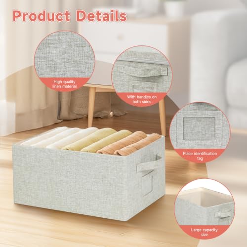 Storage Bins With Lids Closet Organizer Cabinet Box For Clothes (6 Count)