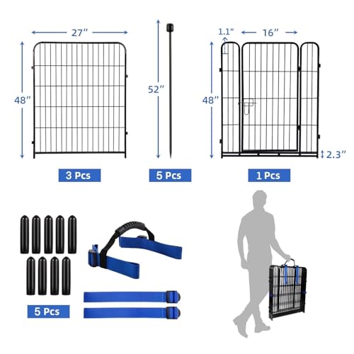Tall Garden Fence with Gate (4 Count)
