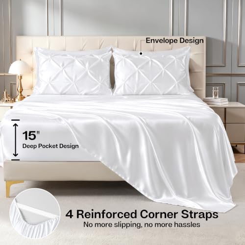 Satin Twin XL Comforter Set White