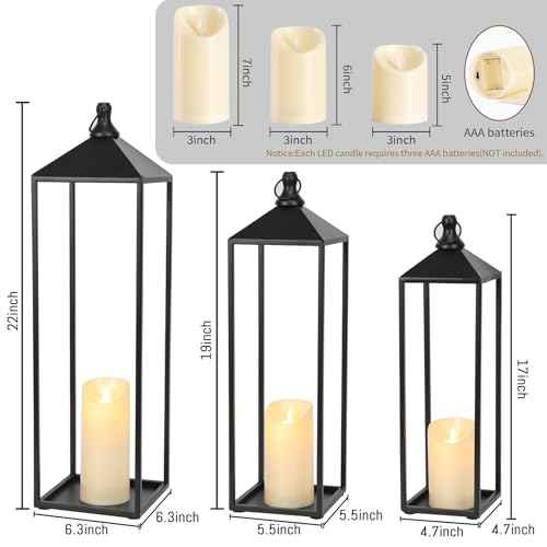 22'' 19'' 17'' Lanterns Decorative Outdoor Indoor (3 Count)