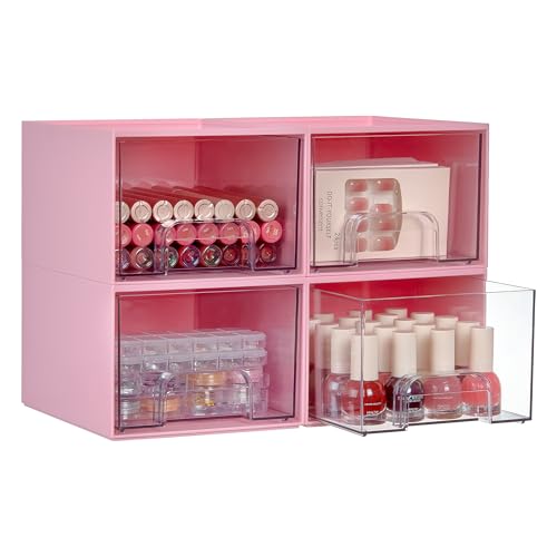 4 Pack Small Clear Stackable Storage Drawers (4 Count)