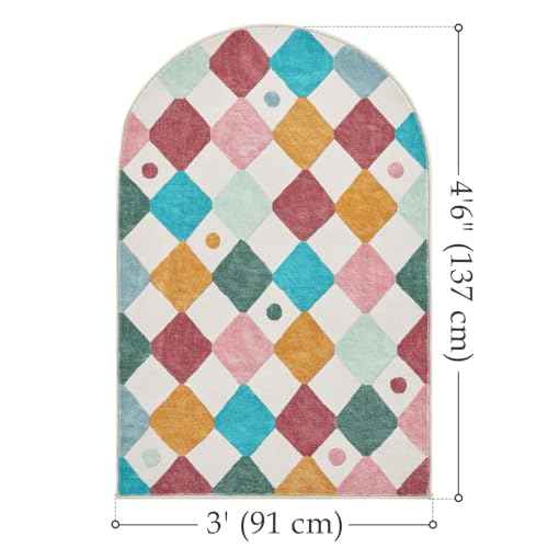 3x5 Washable Kids Rug Colorful Study Corner Arch Chair Mat Confetti (72 Sq Ft)