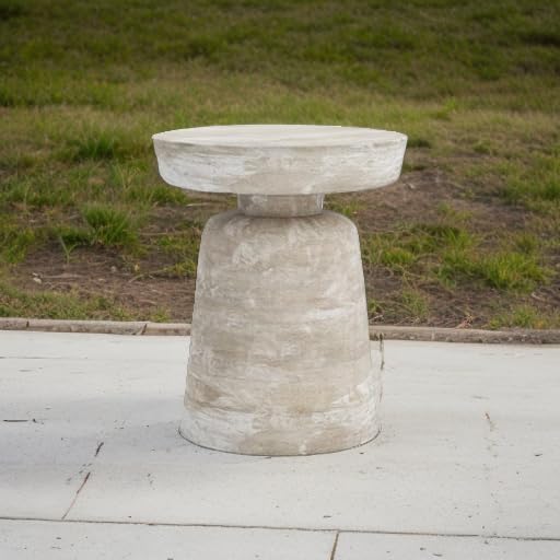 Robbie 16" Wide Solid Wood Round End Table in White Wash