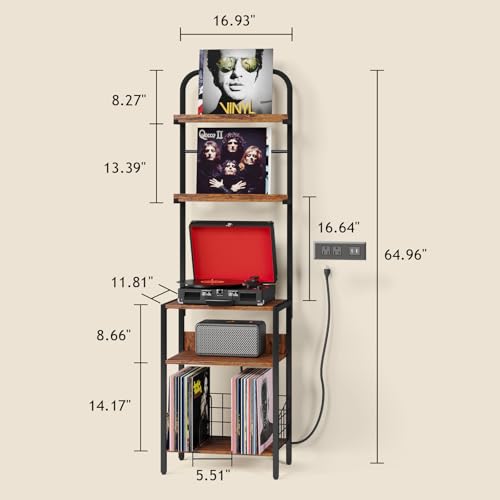 Record Player Stand with Power Outlet