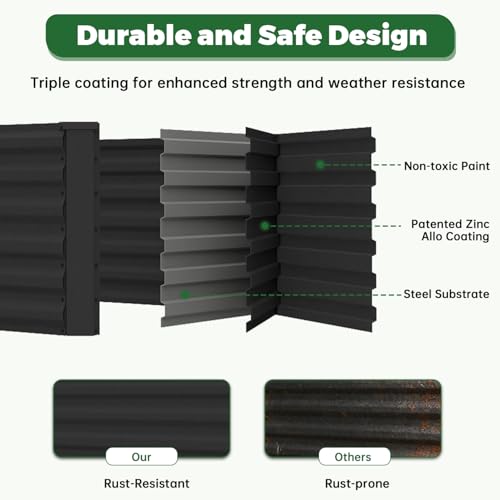 6x3x2ft Outdoor Metal Raised Garden Bed (4 Count)