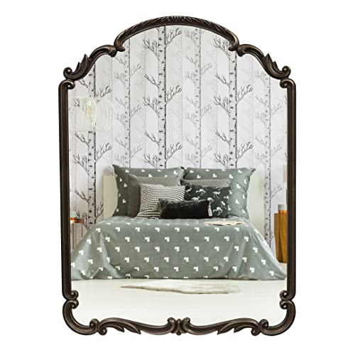 English Estate Carved Arch Wood Wall Mirror