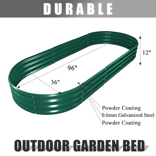 6 Pack 8x3x1FT Galvanized Raised Garden Bed Kit Oval Metal Ground Planter Box Outdoor Bottomless Planter Raised Beds for Vegetables Flowers Herbs Fruits