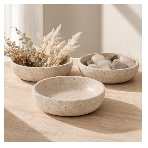 Natural Travertine Decorative Bowl 7.8"