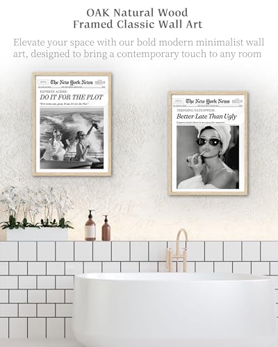 12x16in Audrey Hepburn Better Late Than Ugly Framed Bathroom Art