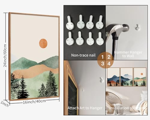 Boho Mountain Framed Canvas Wall Art Set of 3 (3 Count)