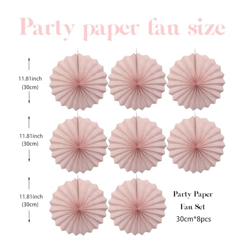 Pink Birthday Decorations DIY Pink Paper Fans Set Hanging Decoration 12in (30 Count)