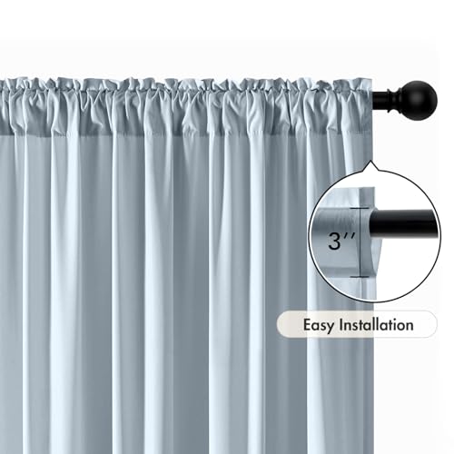 Light Blue Privacy Sheer Curtains 2 Panels 42W x 72L (2 Count)