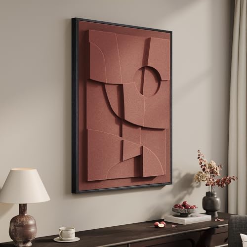 Framed 3D Textured Red Wall Art