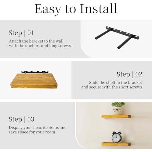 Wood Floating Shelves for Wall 12 inch Set of 2