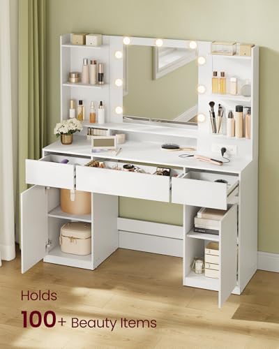 43.3 Inch Vanity Desk with Mirror and Lights