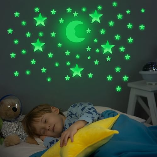 100 PK Green Glow in The Dark Stars for Ceiling Easter Basket Stuffers for Kids (100 Count)