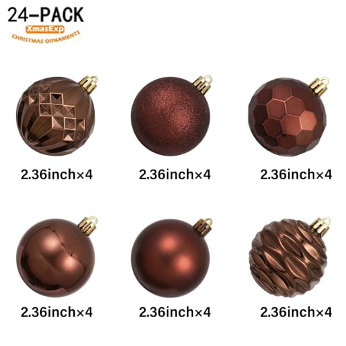 24ct Christmas Ball Ornaments Shatterproof Xmas Tree Hanging Balls Decorations Perfect for Holiday Wedding Christmas Decor (24 Count)