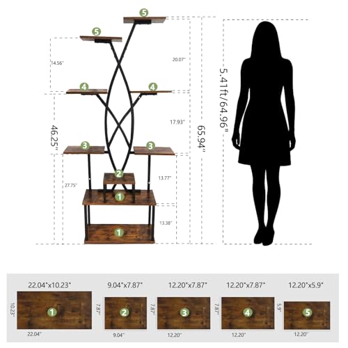 9 Tier 66" Tall Plant Stand with Grow Lights for Indoor Plants（White）