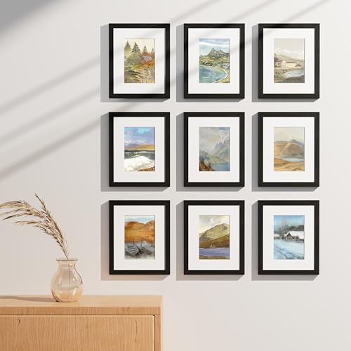 8x10 Picture Frames Set of 9 for Wall or Tabletop Display (9 Count)