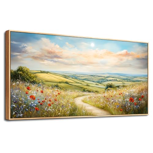 Large Wall Art For Living Room Canvas Wall Decor For Bedroom Mountain Path Landscape Painting Wood Frame Farmhouse Restaurant Home Wall Decorations Art Print Posters Ready To Hang 20"X40"