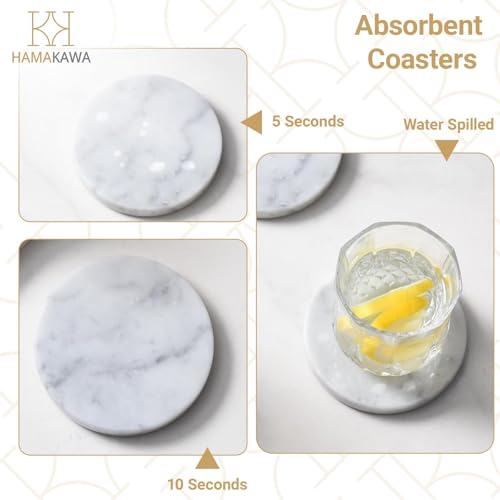 Real Natural Marble Coasters Set of 4 (4 Count)