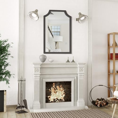 Scalloped Wood Mirror for Small Bathroom Vanity 20x30 Inch Rectangle Wall Mirror Decor for Hallway Bedroom Living Room Home