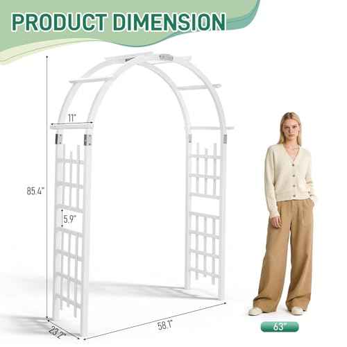7Ft White Wooden Arbor Arch