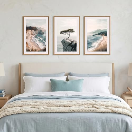 Amalfi Coastal Seascape Framed Canvas Wall Art Set