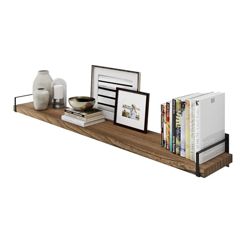 Toledo 60 inch Floating Shelf with Heavy Duty Bookend Brackets