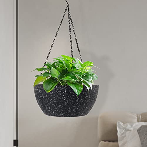 10 inch Hanging Planters for Outdoor Indoor Plants with Drainage Holes and Chain (2 Count)
