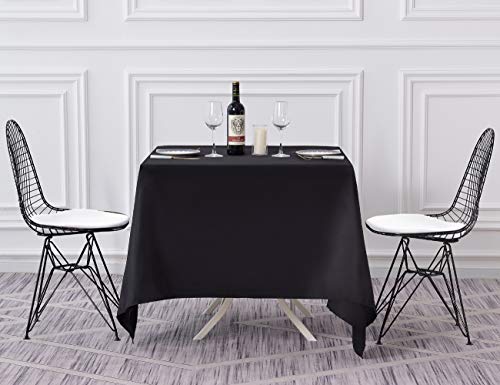 Small Black Square Tablecloth 85x85 Inch for Restaurant