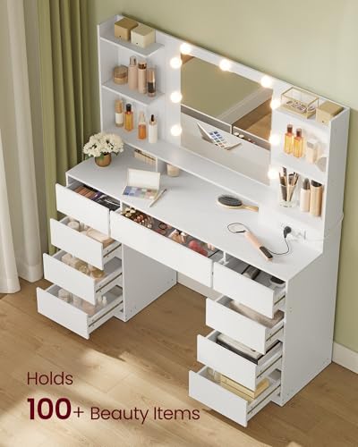 43.3 Inch Vanity Desk with Mirror and Lights