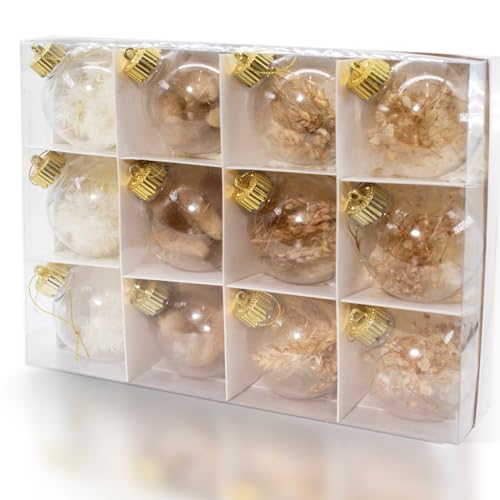 12 Pcs Rustic Christmas Ball Ornaments