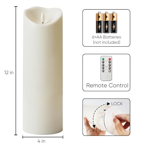 4"x12" Outdoor Waterproof Flameless Candles with Timers and Remote Control (2 Count)