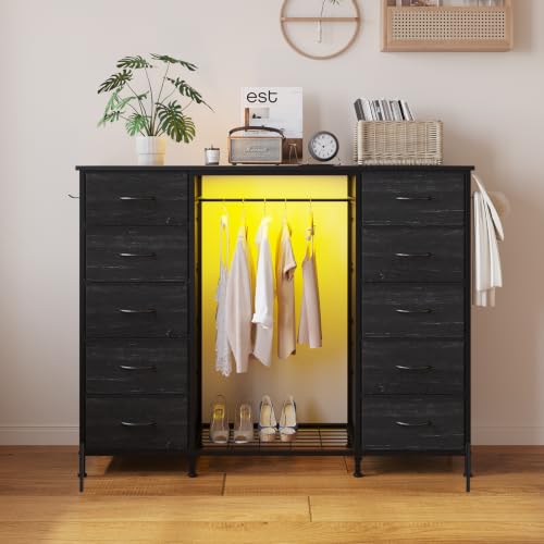 55"W Dresser with Hanging Rack