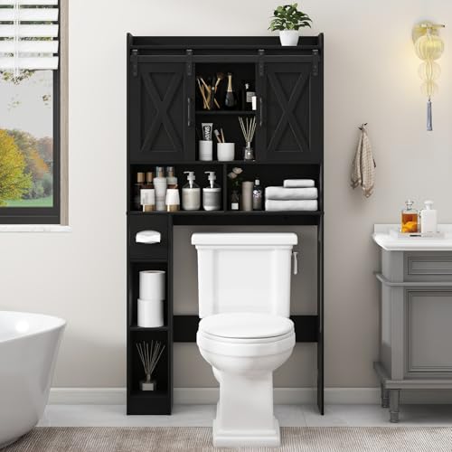 Over The Toilet Storage Cabinet with Sliding Doors
