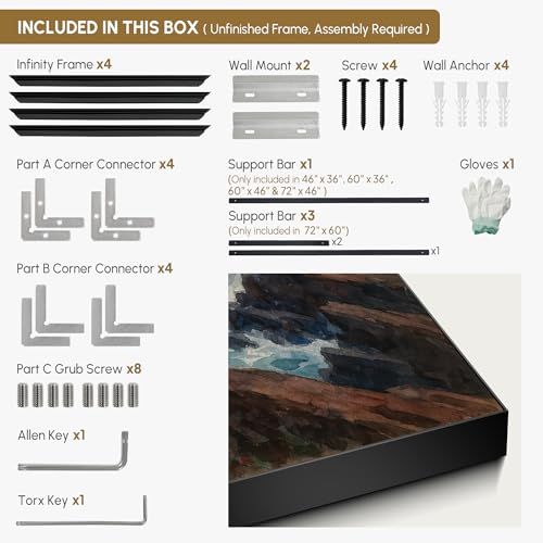 60"x72" Extra Large Framed Wall Art Rocky Seashore with Crashing Waves and Moody Sky for Home Living Room Bedroom Decor