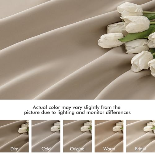 Taupe Back Tab Blackout Curtains 52x63 Inches Long 2 Panels Set (2 Count)