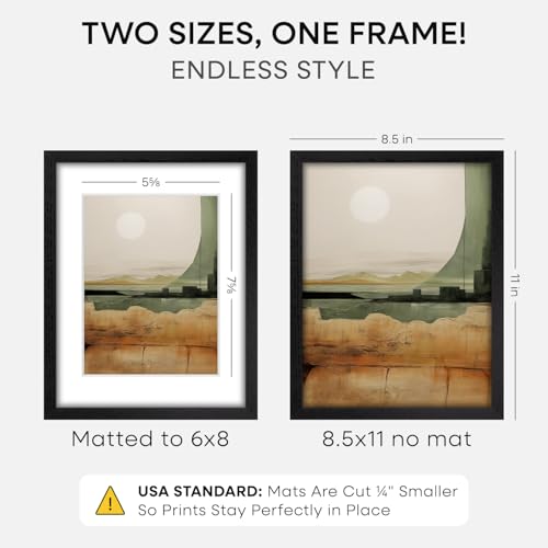 8.5x11 Black Oak Picture Frame