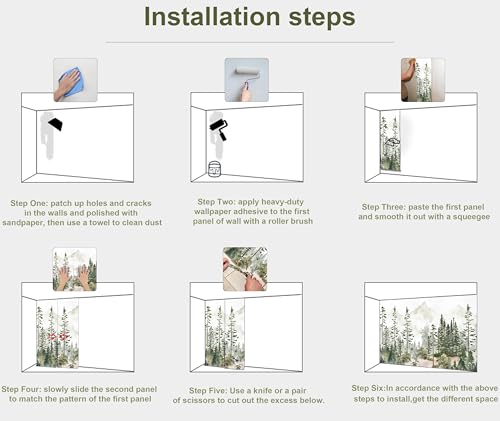 Kids Nursery Wallpaper Green Pine Forest Woodland Wall Mural