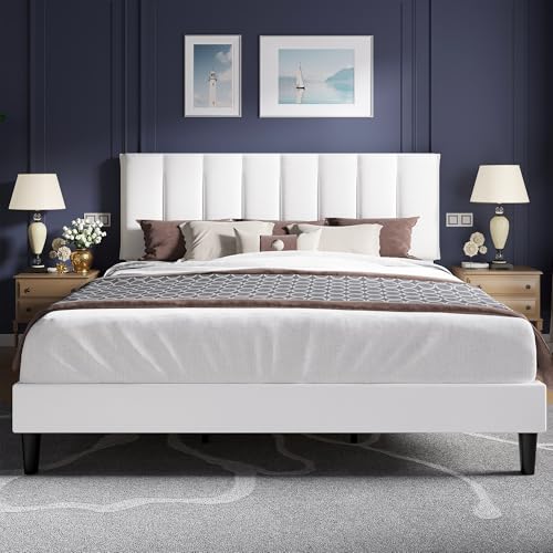King Size Bed Frame with Upholstered Headboard