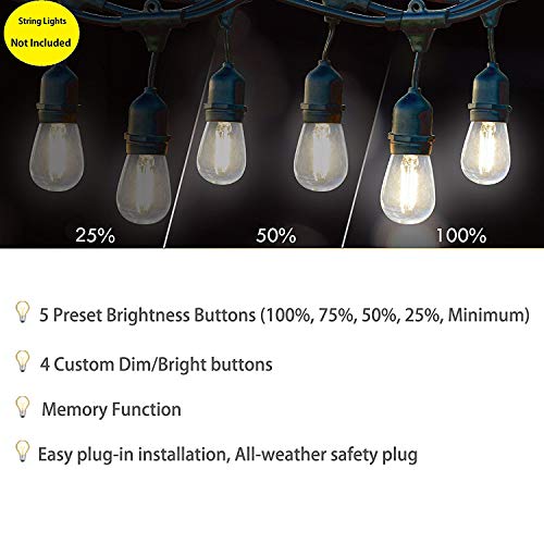 Max Power 200W Waterproof Outdoor String Lights Wireless Remote Control
