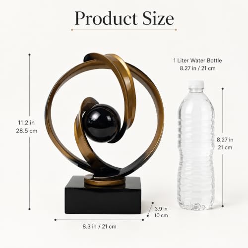 Modern Black Gold Abstract Sculpture for Office Desk Living Room Decor