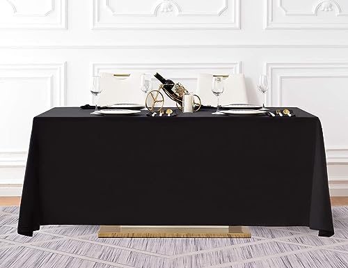 5 Pack 90x156 Inch Black Tablecloth for 8 Foot Rectangle Tables (5 Count)