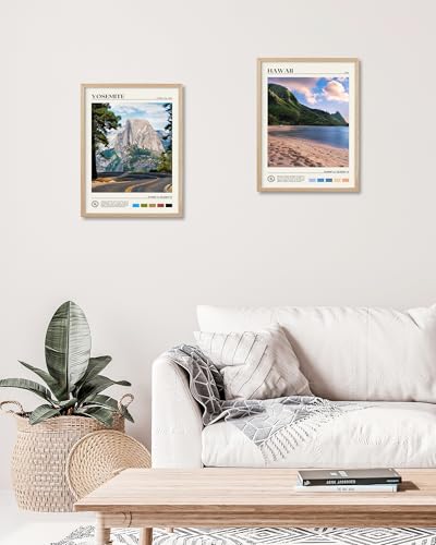 Natural OAK Wood Yosemite National Park Framed Wall Art