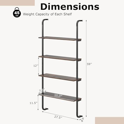 4 Tier Industrial Bookshelf Set of 2 (2 Count)