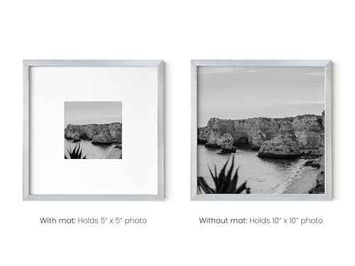 10x10 Silver Metal Picture Frames Matted to 5x5
